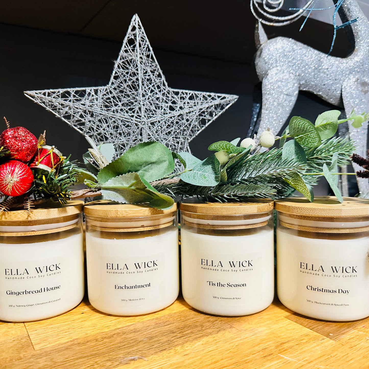 Collection of 4 festive Christmas candles